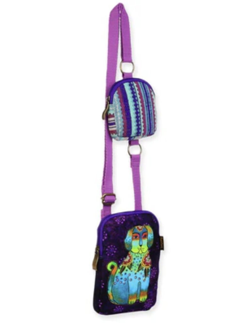 Laurel Burch Dog Friends Amigos de Colores Crossbody Bag Phone/ID/Cash NEW